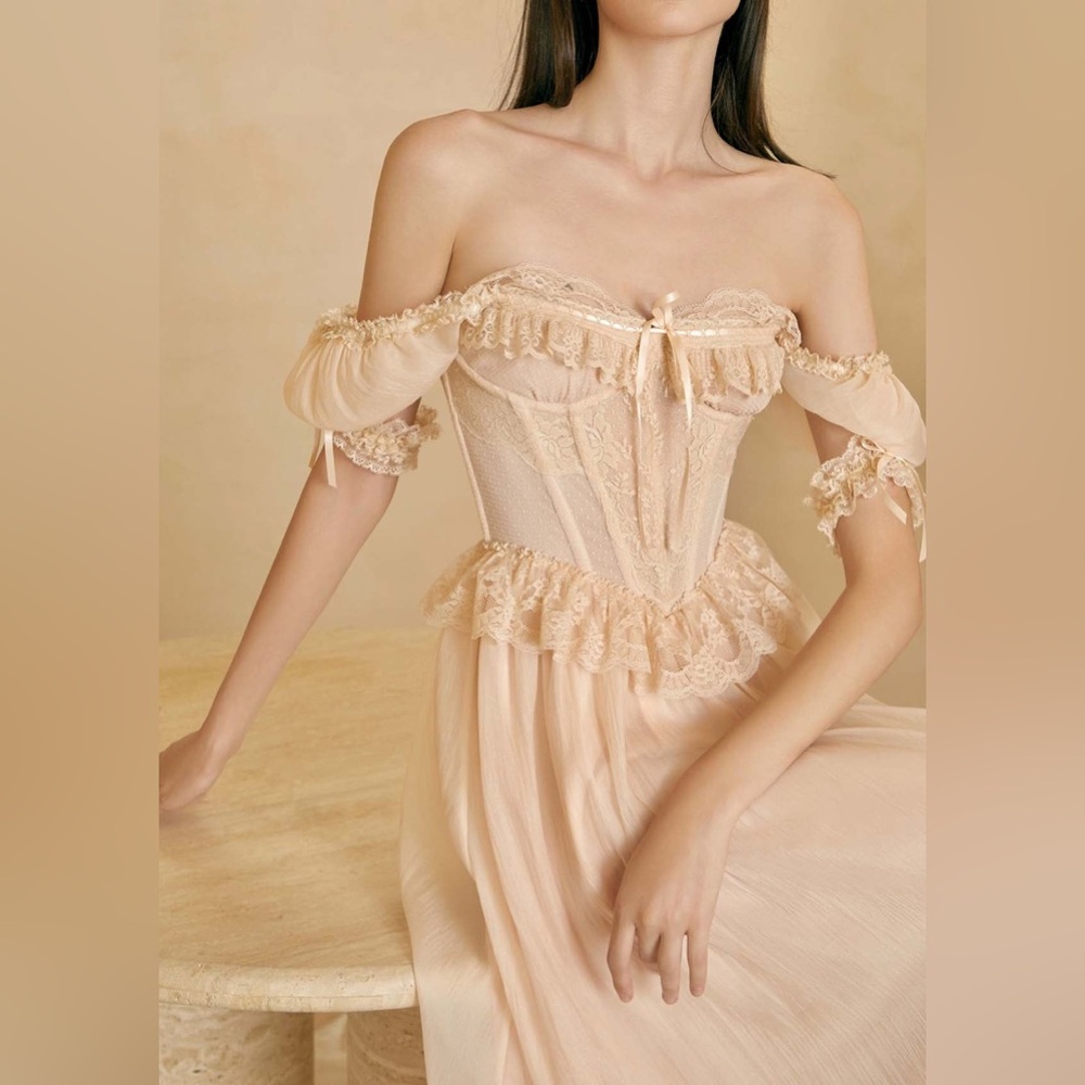 Elegant Off-Shoulder Cream Dress